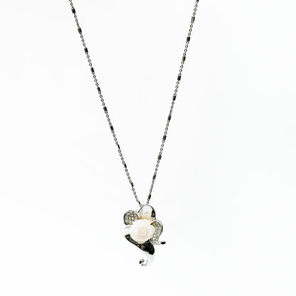 Ivory Bloom Silver Pendant Necklace