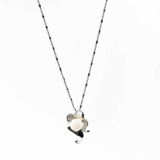 Ivory Bloom Silver Pendant Necklace