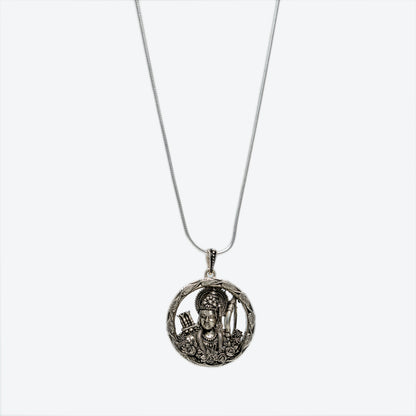 Divine Silver Lord Vishnu Pendant Necklace for Men & Women | Sacred Circular Motif with Link Chain