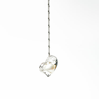 Elegant Silver Heart Pearl Pendant Necklace for Women | Classic Heart Design with Pearl Charm