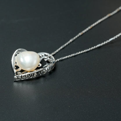 Elegant Silver Heart Pearl Pendant Necklace for Women | Classic Heart Design with Pearl Charm