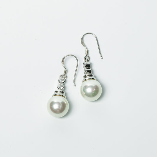Elegant Freshwater Pearl Drop Earrings in Sterling Silver