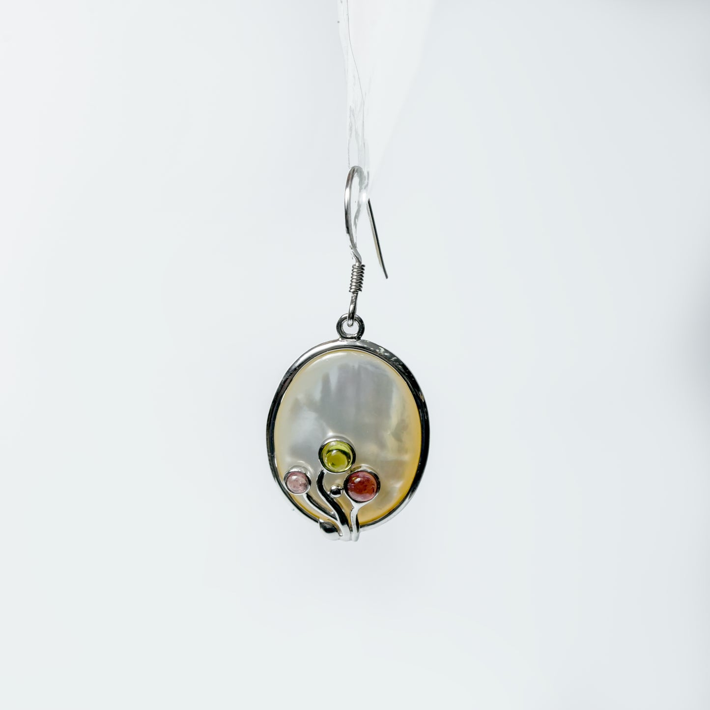 Mother-of-Pearl & Multicolor Gemstone Drop Earrings in Sterling Silver