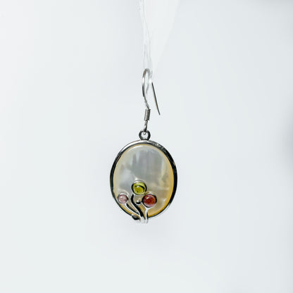 Mother-of-Pearl & Multicolor Gemstone Drop Earrings in Sterling Silver