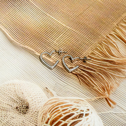 CZ Heart Stud Earrings