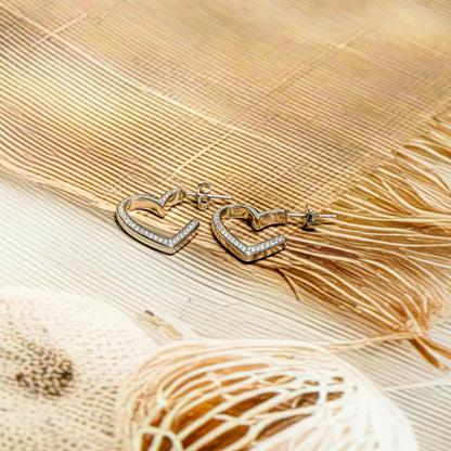 CZ Heart Stud Earrings