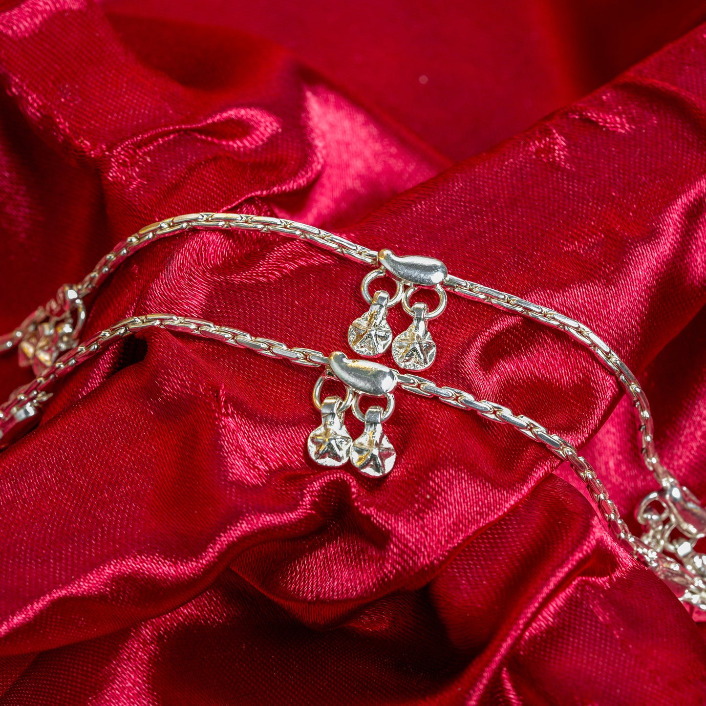 Delicate Silver-Toned Chain Payal with Butterfly Charms and Ghungroos