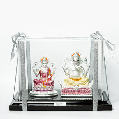 Lakshmi & Ganesh Idol Set with Premium Acrylic Display Case