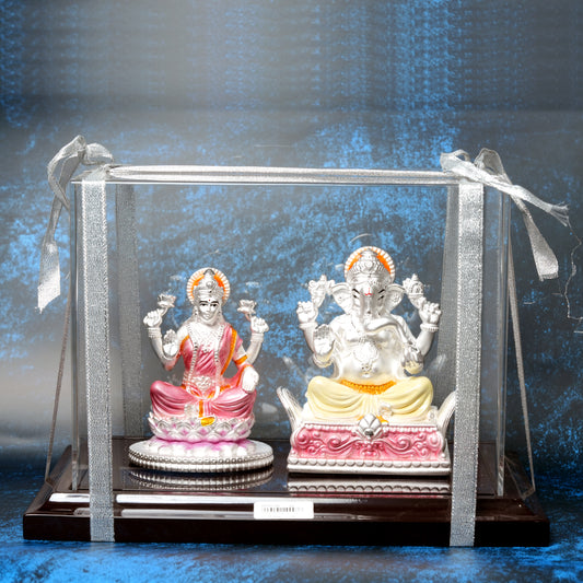 Lakshmi & Ganesh Idol Set with Premium Acrylic Display Case
