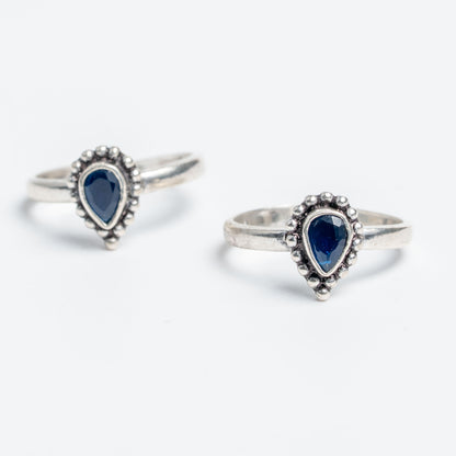 Blue Stone Toe Ring (Pair)