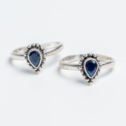 Blue Stone Toe Ring (Pair)
