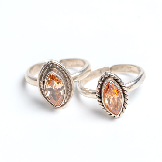 Marquise Stone Toe Ring (Set of 2)