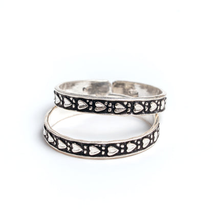 Oxidised Designer Toe Rings (Set of 2)