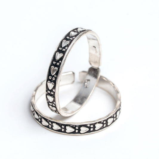 Oxidised Designer Toe Rings (Set of 2)