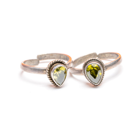 Teardrop Stone Toe Ring (Set of 2)