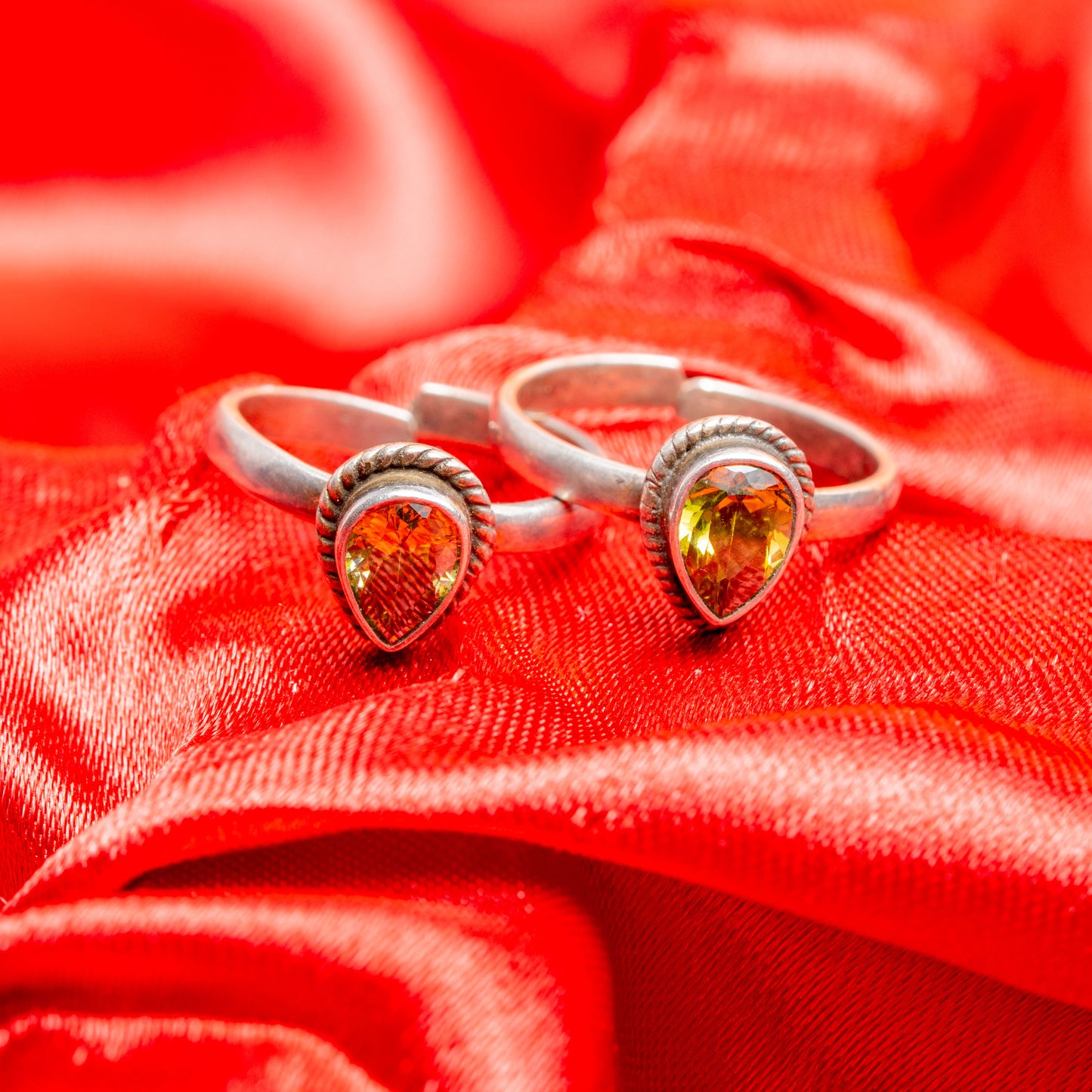 Teardrop Stone Toe Ring (Set of 2)