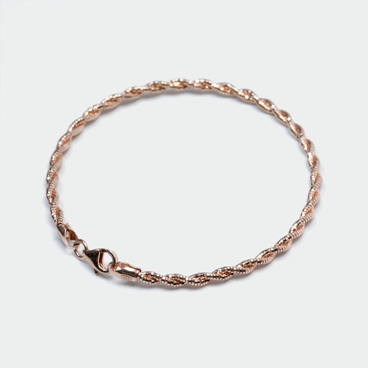 Rose Gold Textured Silver Bracelet