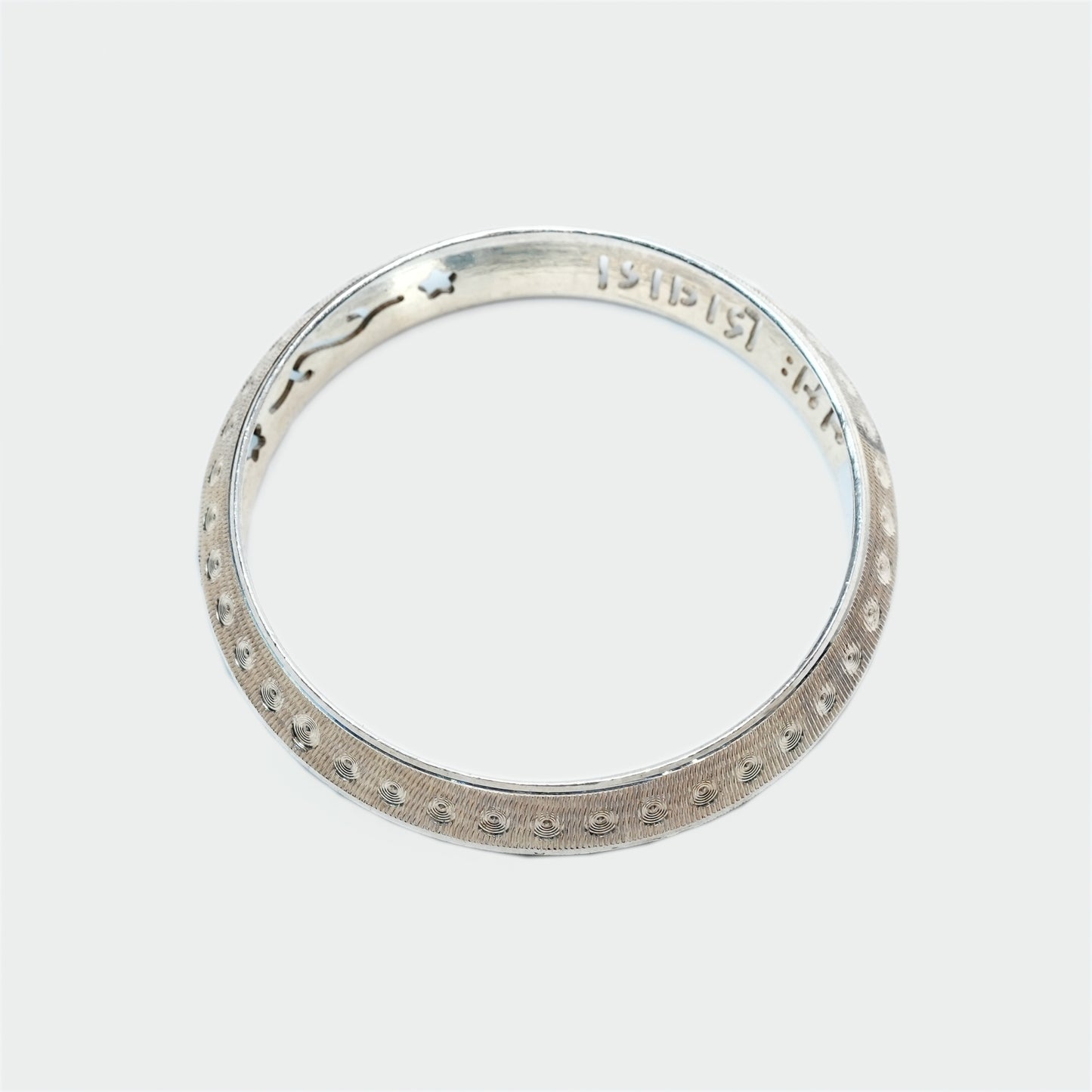 Engraved Mantra Silver men's kada