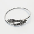 Feather Design Silver Bracelet – 925 Sterling Silver Minimal Open Bangle