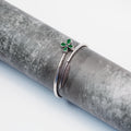 Floral Green Stone Silver Bangle – 925 Sterling Silver Open Bracelet