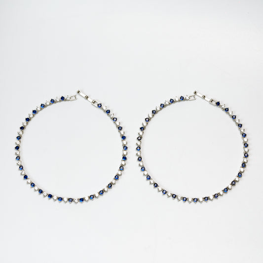 Royal Blue Zircon Anklet – 925 Sterling Silver Blue & White Stone Elegant Anklet