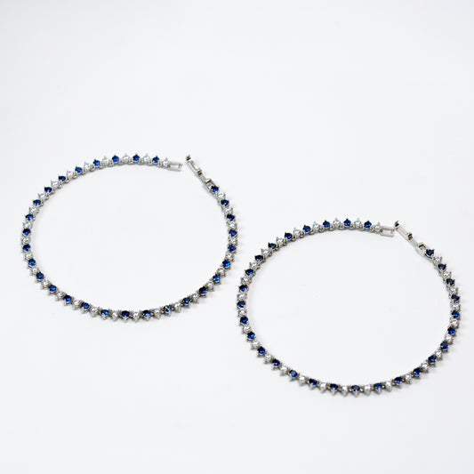 Royal Blue Zircon Anklet – 925 Sterling Silver Blue & White Stone Elegant Anklet