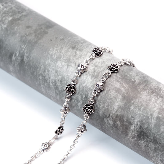 Floral Charm Silver Anklet – 925 Sterling Silver Elegant Everyday Anklet