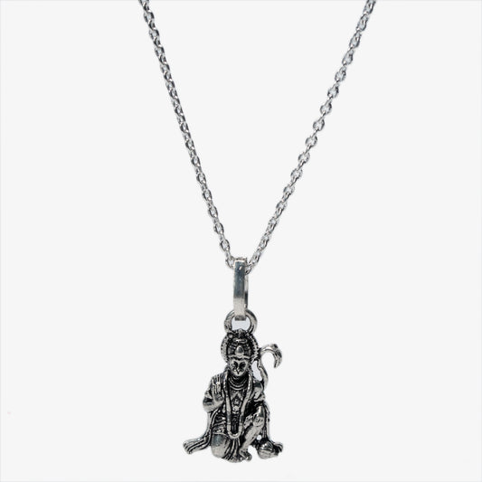 Lord Hanuman Silver Pendant Necklace