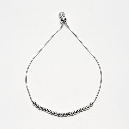 Minimal Silver Bead Adjustable Bracelet
