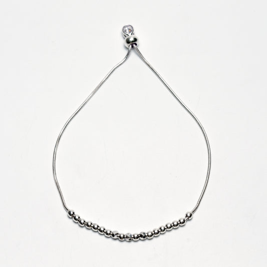 Minimal Silver Bead Adjustable Bracelet