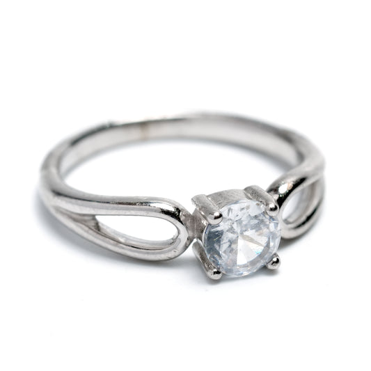 Infinity Sparkle Silver Solitaire Ring
