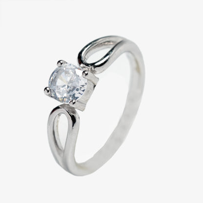 Infinity Sparkle Silver Solitaire Ring