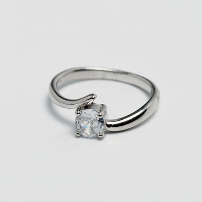Classic Solitaire Silver Ring