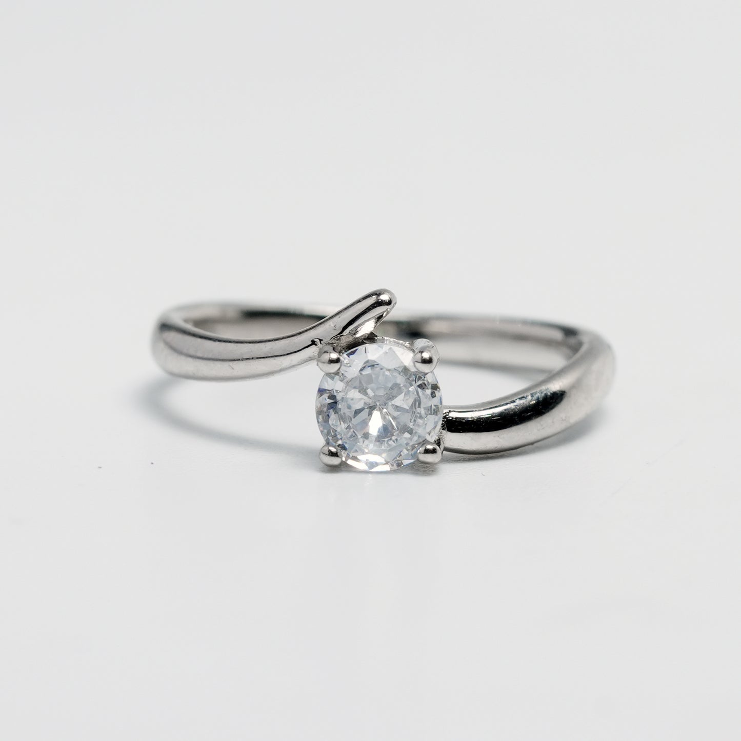 Classic Solitaire Silver Ring