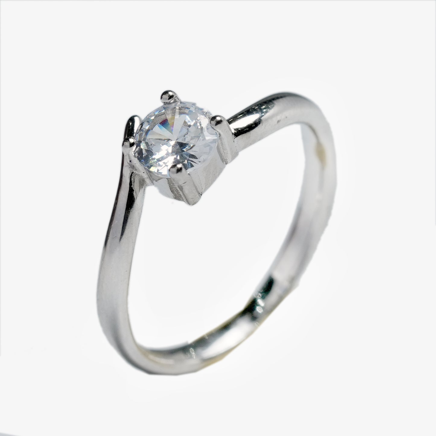 Classic Solitaire Silver Ring