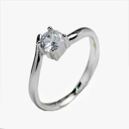 Classic Solitaire Silver Ring