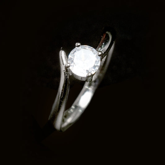 Classic Solitaire Silver Ring