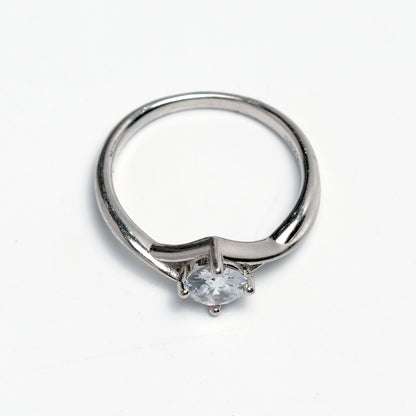 Modern V-Set Solitaire Silver Ring