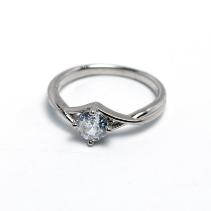 Modern V-Set Solitaire Silver Ring