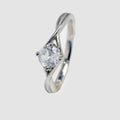 Modern V-Set Solitaire Silver Ring