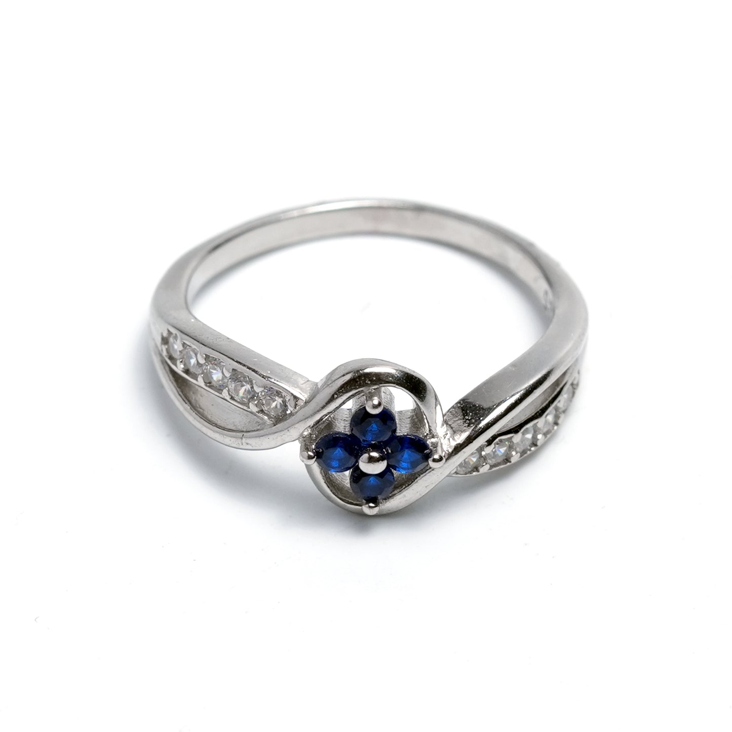 Blue Blossom Infinity Silver Ring