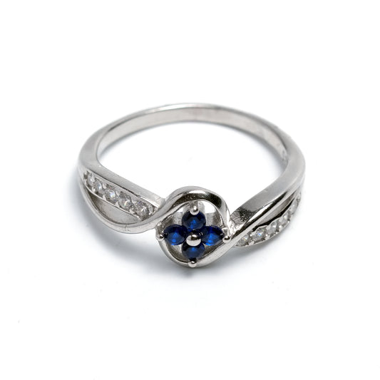 Blue Blossom Infinity Silver Ring