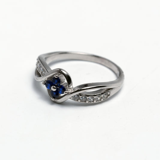 Blue Blossom Infinity Silver Ring