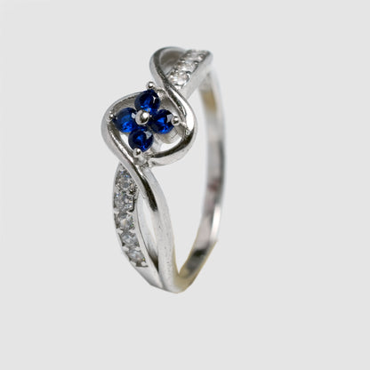 Blue Blossom Infinity Silver Ring