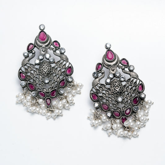 Royal Peacock Pearl Drop Earrings