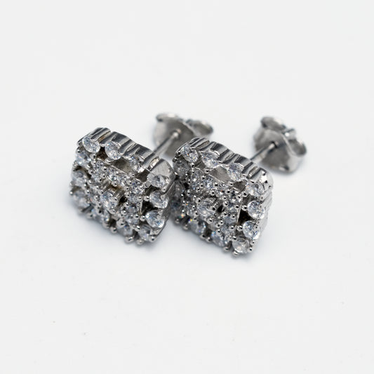 Royal Square Halo Stud Earrings