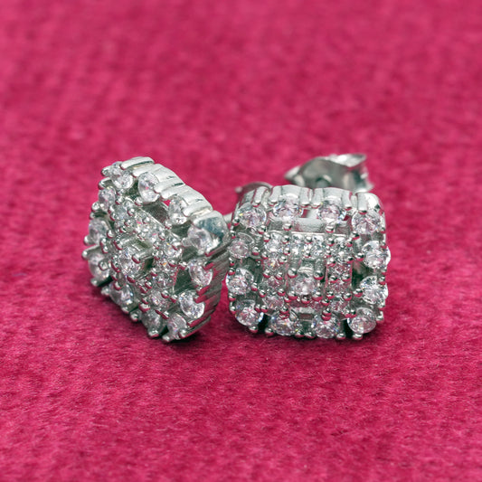 Royal Square Halo Stud Earrings
