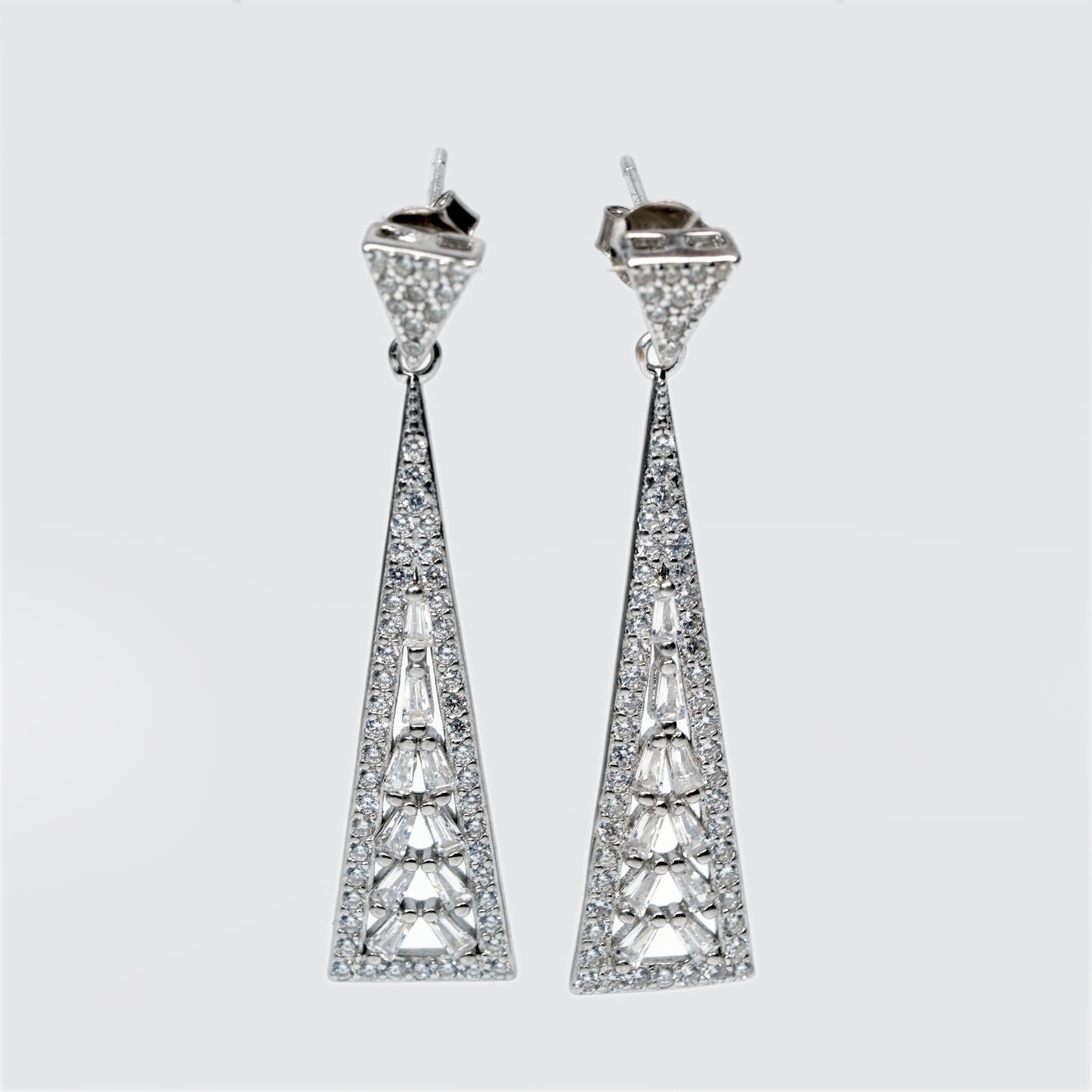 Crystal Cascade Triangle Drop Earrings