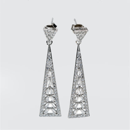 Crystal Cascade Triangle Drop Earrings
