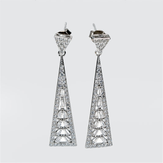 Crystal Cascade Triangle Drop Earrings